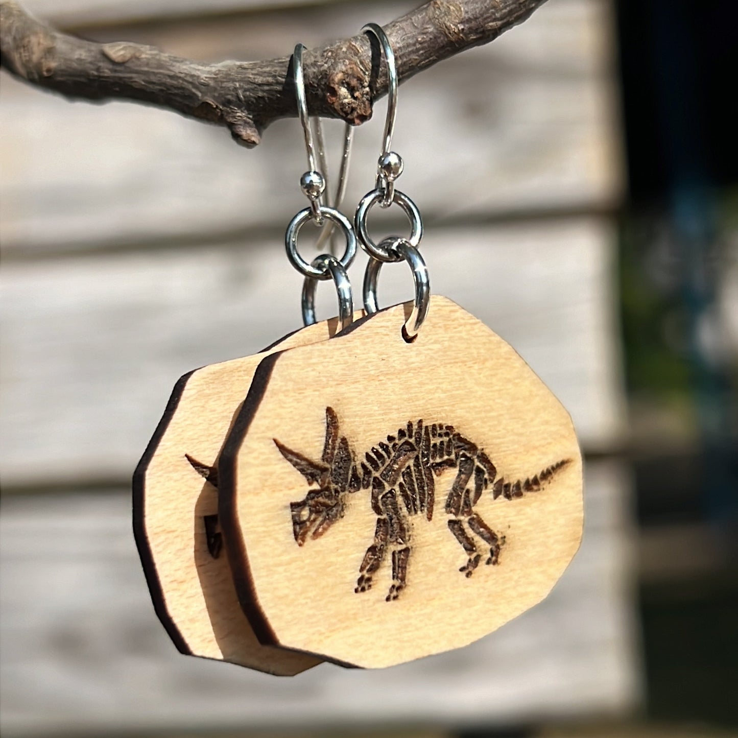 TRICERATOPS FOSSIL EARRINGS