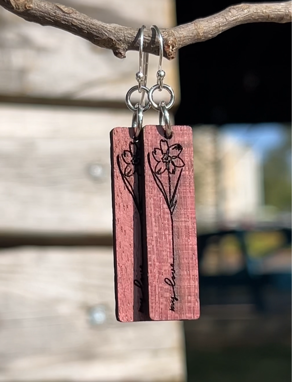 "MY LOVE" PURPLEHEART EARRINGS